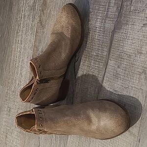 EUC Minnetonka Brenna Side Lace Brown Ankle Boot Women's Sz 8.5M